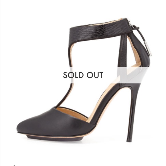 LAMB Sz 7 Serena Point Toe T-Strap Pump Black - Picture 8 of 8